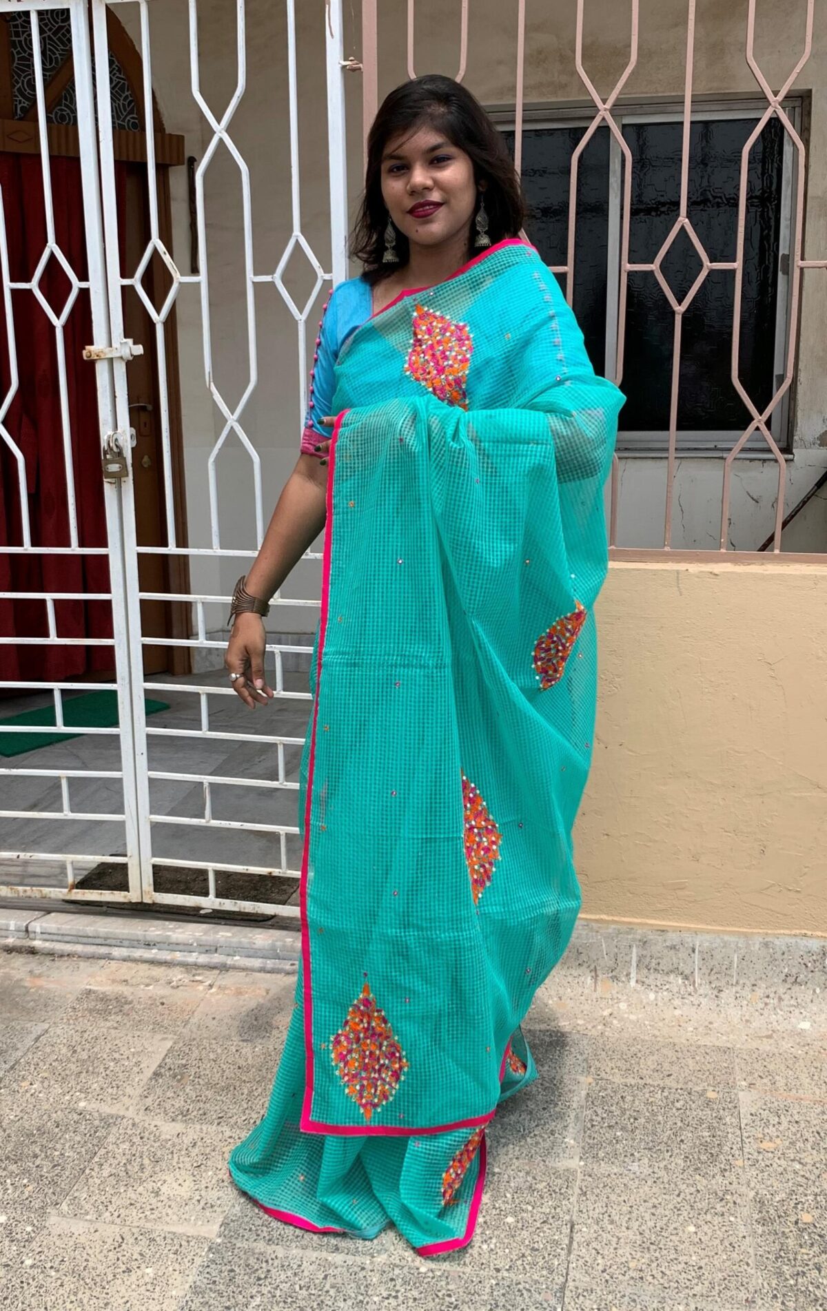 Resham Kota Saree. Aari Stitch Design - Image 1