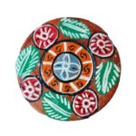 Patachitra on Wooden Coaster. Floral Design.