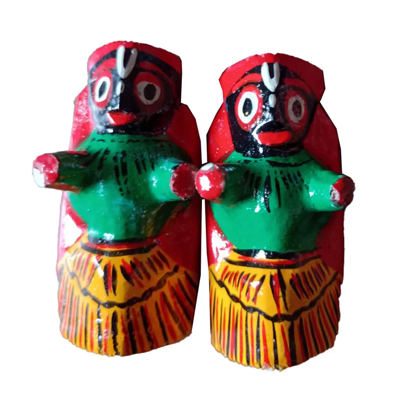 1 Bengal Handicraft. Wooden Toys. Pair of Lord Jagannath - Image 1