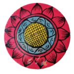 Patachitra on Wooden Coaster. Flower Design