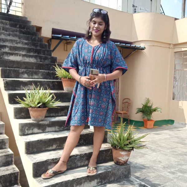 Indigo Blue cotton Kaftan Suit