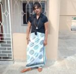 Tribal Cotton Wrapper - White with Blue Mandela Design