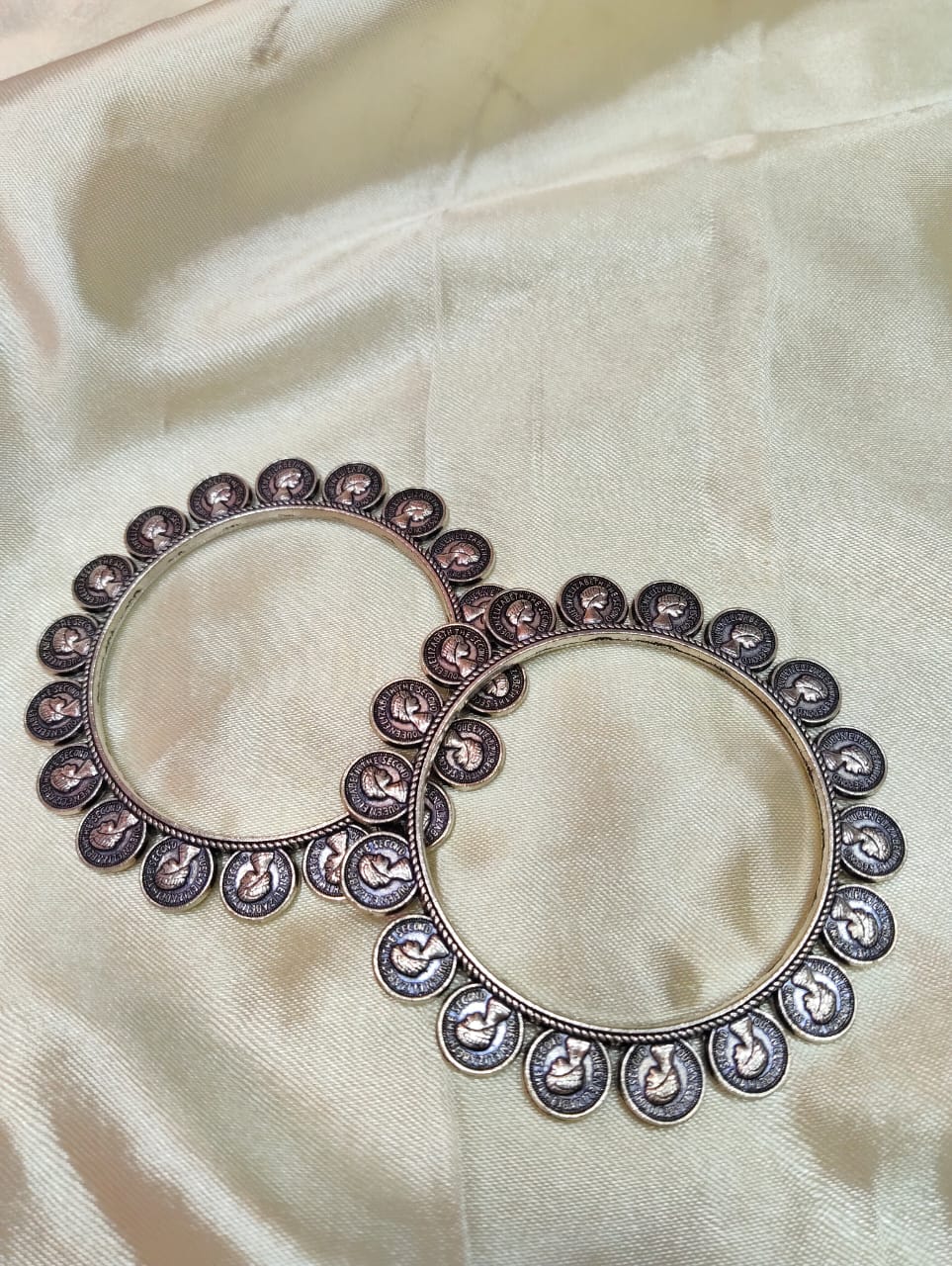 WhatsApp Image 2025-10-11 at 9.04.49 PM GS Bangle - Vintage Coin Charm Oxidized Bangles - Image 1