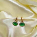 Green stone hoop earrings. A pop of green, a hint of gold — elegance that lifts every look.