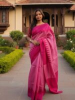 Hand Blocked Silk Saree - Image 2