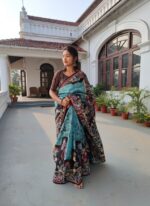 Silk Saree with Hand Batik Print - Image 2