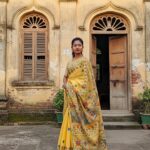 Half Tussar Saree with Lambani Work in Mustard Yellow – Handcrafted Tussar Silk Saree with Traditional Tribal Embroidery