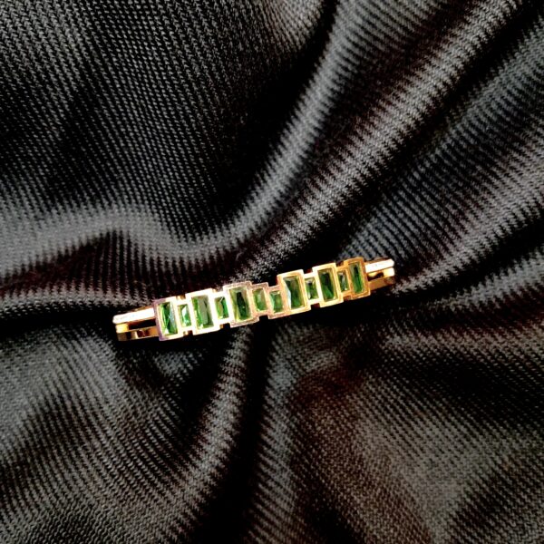 Anti Tarnish Green Stone Bracelet – Gold Tone Minimal Emerald Style Bracelet for Everyday & Party Wear