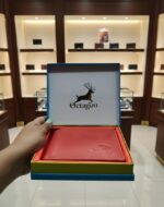 Red Genuine Leather Bi-Fold Wallet - Men's Collection