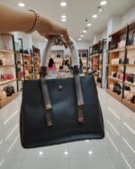 Classic Black Textured Tote Handbag - Women's Collection