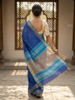 Elegant Royal Blue Handwoven Tussar Saree - Bhagalpur Tussar - Image 2