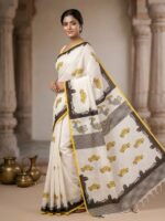 Themed Hand Blocked Cotton Saree