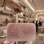 Luxury Glitter Evening Clutch Bag with Metallic Handle