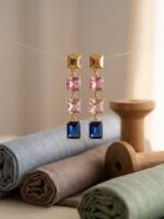 A subtle drop of gold, a statement of elegance - Gold Drop Stone Earrings