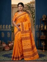 Half Tussar with Hand blocked