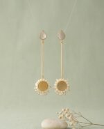 Light Pink Pearl and Stone Earring - Image 2