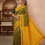 Olive Green & Mustard Handloom Teliya Cotton Saree