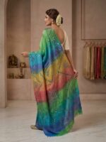 Multicolor Tussar Silk Saree with Intricate Cut Work Design - Image 2