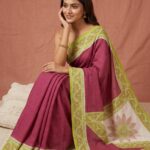 Silk with hand blocked saree