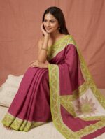 Silk with hand blocked saree