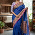 Hand blocked Silk Saree with Ari Work
