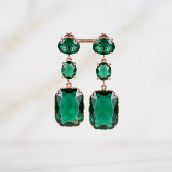 Green Crystal Drop Earrings