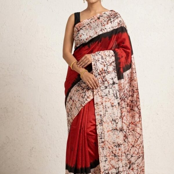 Silk Batik with Gujrati Work