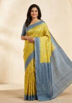 Hand blocked Tussar Saree - Image 4