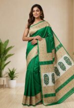 Hand blocked Silk Saree - Image 2