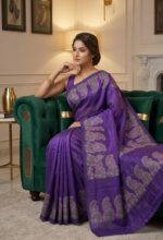 Silk saree with Hand Blocked Print