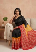 Silk saree with Hand Blocked Print