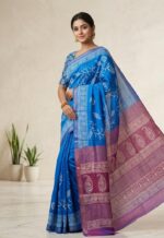 Hand blocked Silk Saree