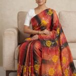 Silk saree with Hand Blocked Print