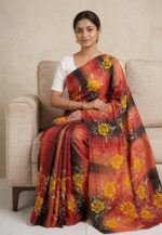 Silk saree with Hand Blocked Print