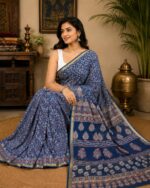 Ajrakh print Cotton Chanderi