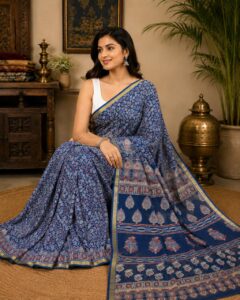 Ajrakh print Cotton Chanderi