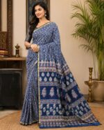 Ajrakh print Cotton Chanderi - Image 5